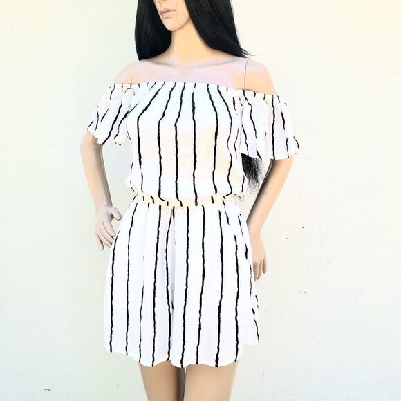 H&M Divded White & Blue Stripped Romper - Picture 2 of 5